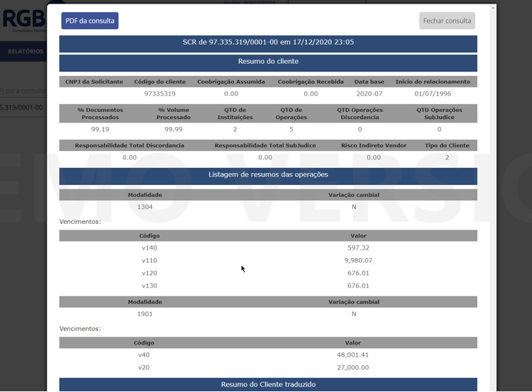 SCR - Banco Central