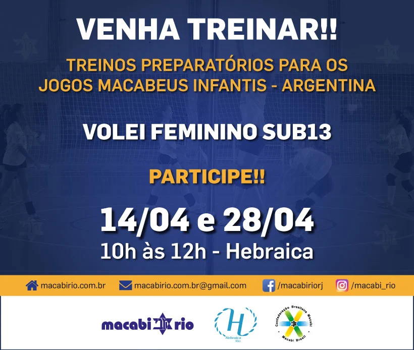 TREINOS PREPARATÓRIOS – JOGOS MACABEUS INFANTIS