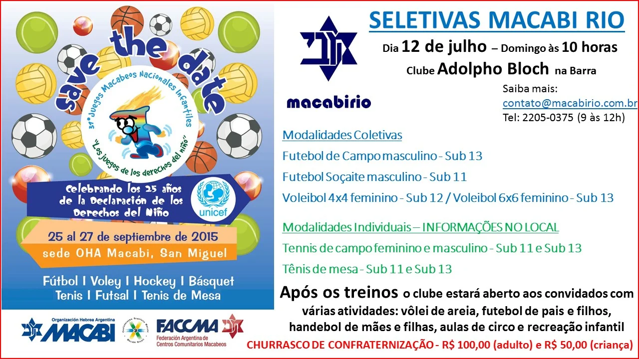 SELETIVAS PARA TORNEIO EM SAN MIGUEL – ARGENTINA 2015